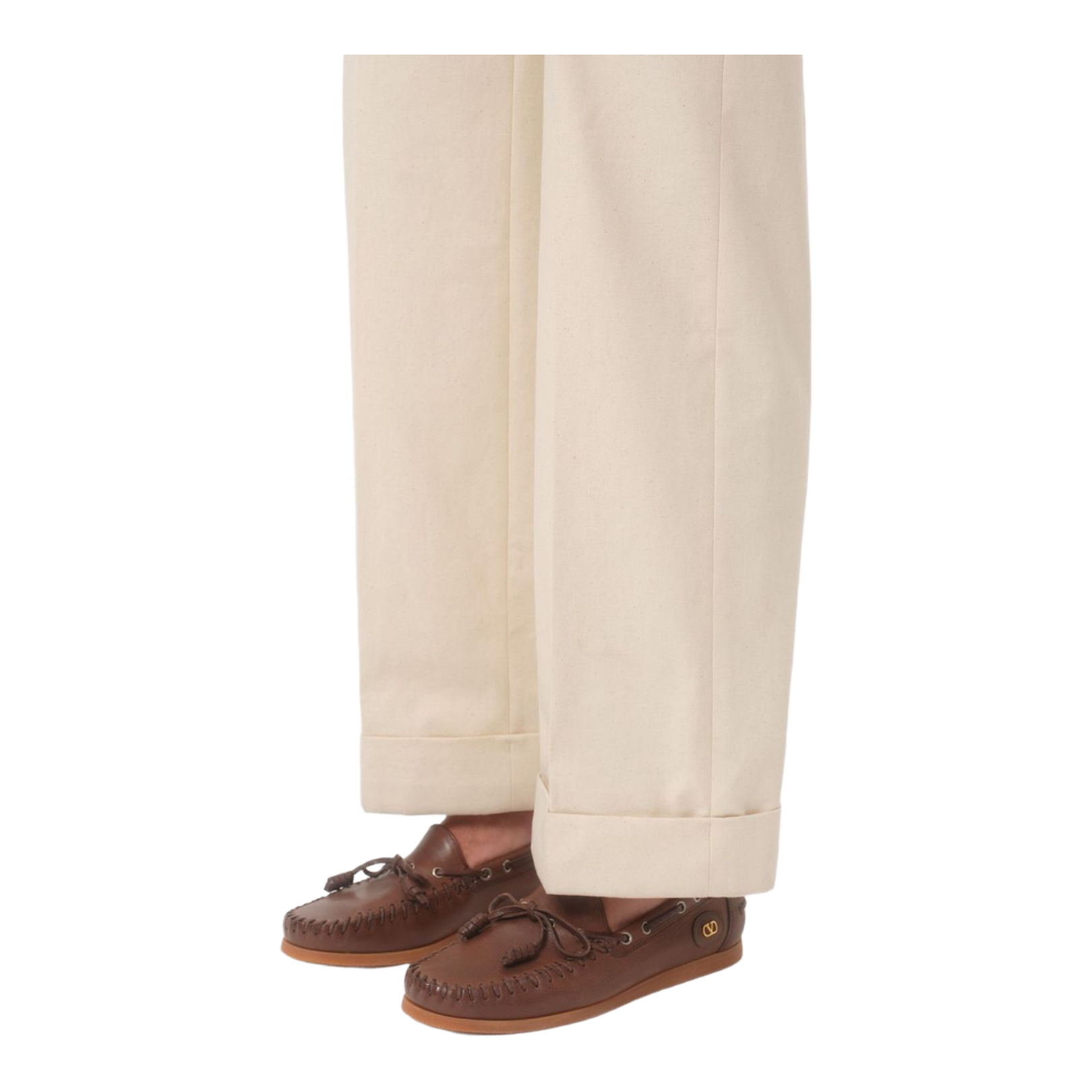 Brown Slip-On Style Bow Detailing VLogo Signature Round Toe