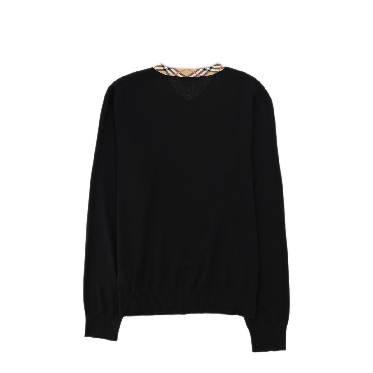 Check Trim Wool Sweater