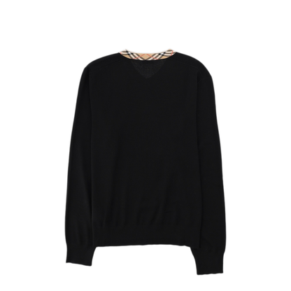 Check Trim Wool Sweater