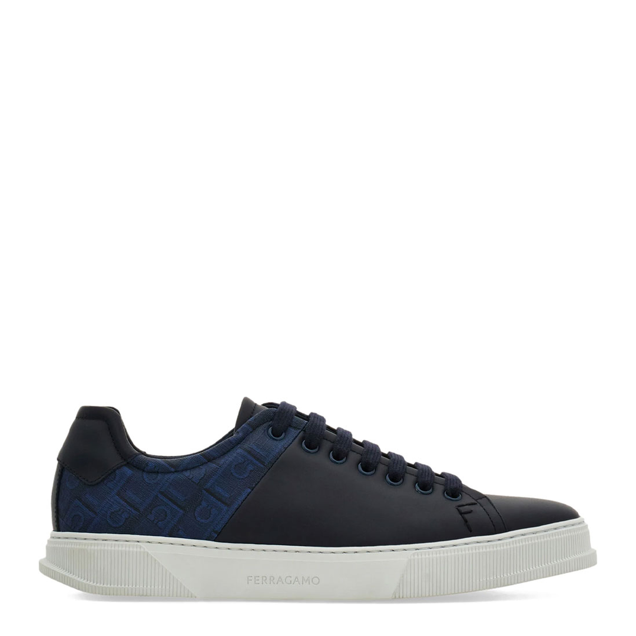 MAYFEYR - Ferragamo - Clayton Monogram Jacquard Leather Sneakers - 0297950789156