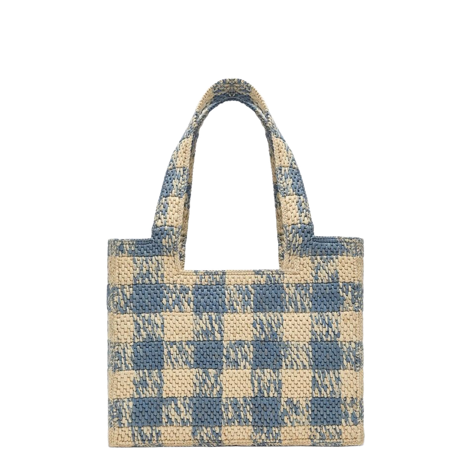 Medium Font Bag in Natural/Blue