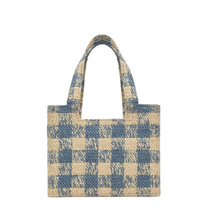 Medium Font Bag in Natural/Blue