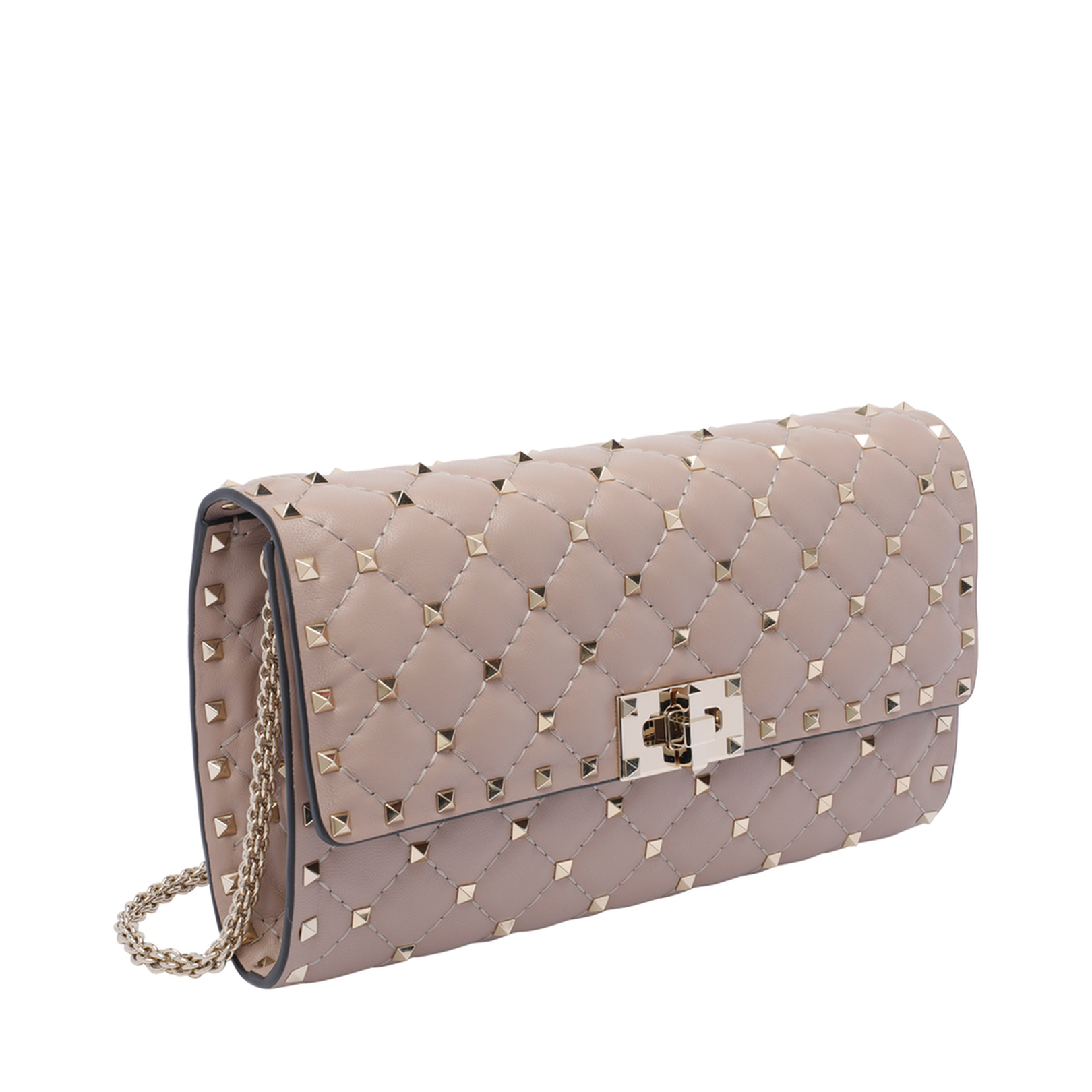 Rockstud Spike Nappa Leather Crossbody Clutch Bag