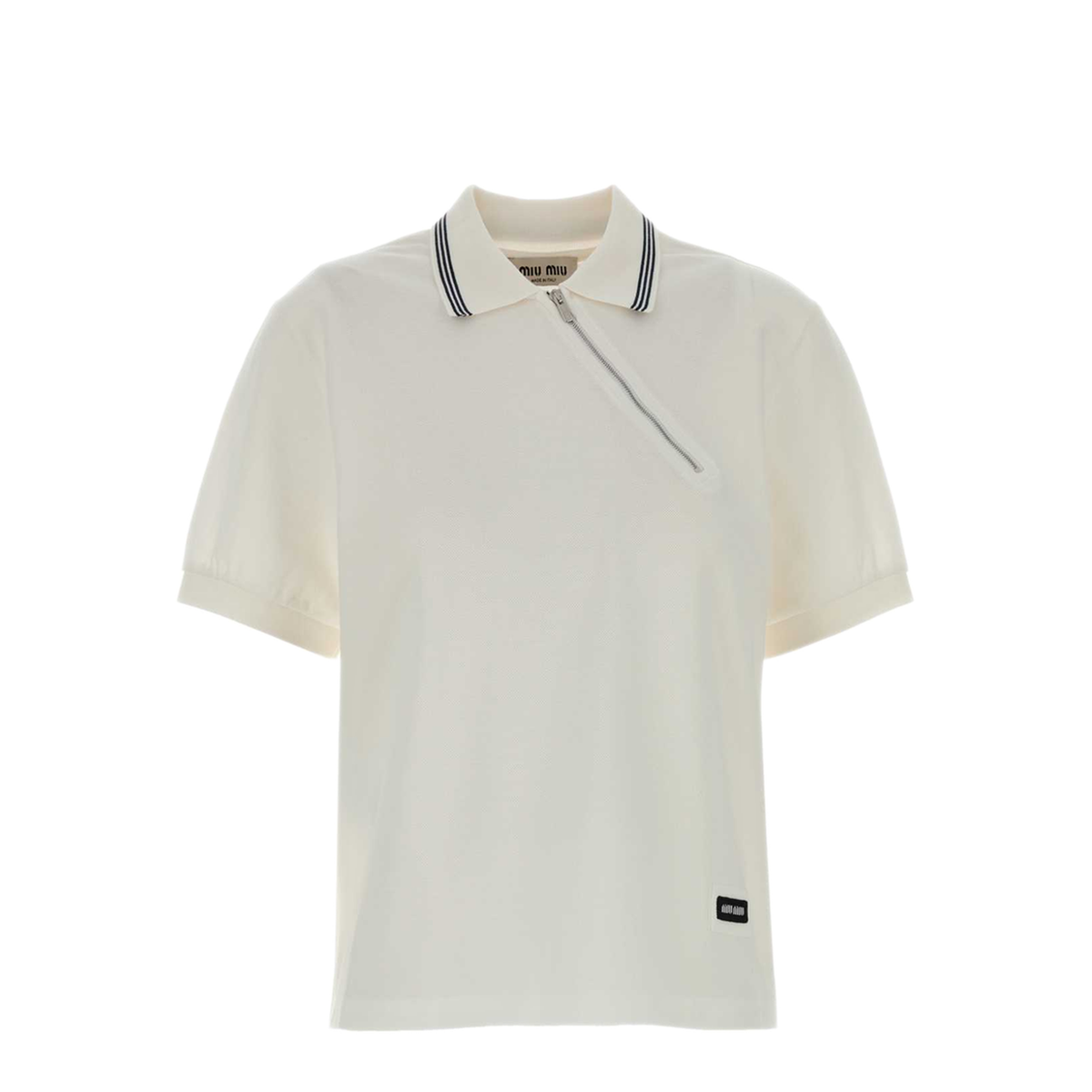 MAYFEYR - Miu Miu - White Piquet Polo Shirt - MJNA03SOOO18ZWF0009
