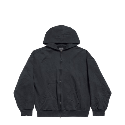 Flipped Uni Zip-up Hoodie Regular Fit in Black Faded