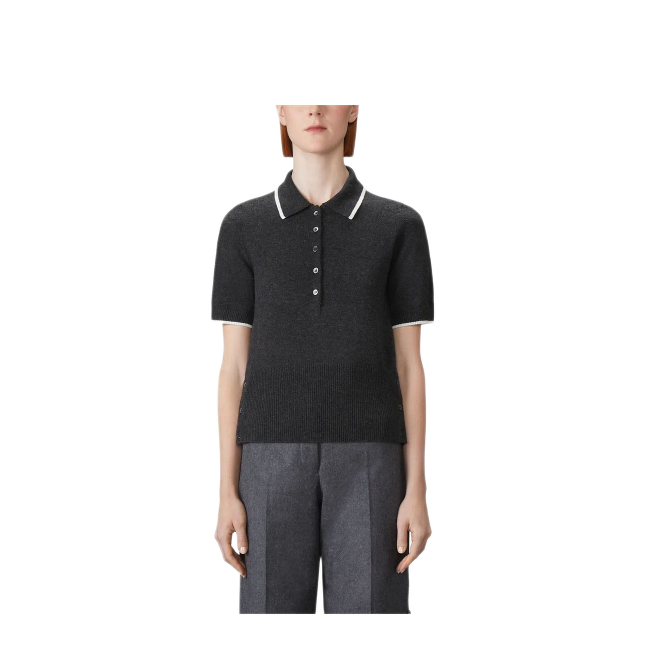 MAYFEYR - Thom Browne - Jersey Intarsia Classic Ss Polo In Cashmere - FKP127AY2001025