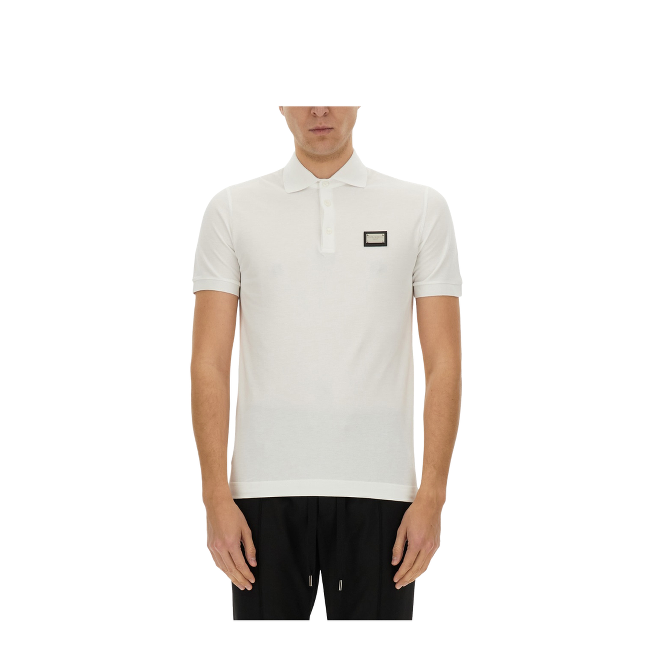 Cotton Piqué Polo Shirt with Branded Tag