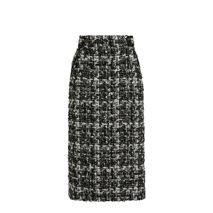 Wool Blend Check Skirt