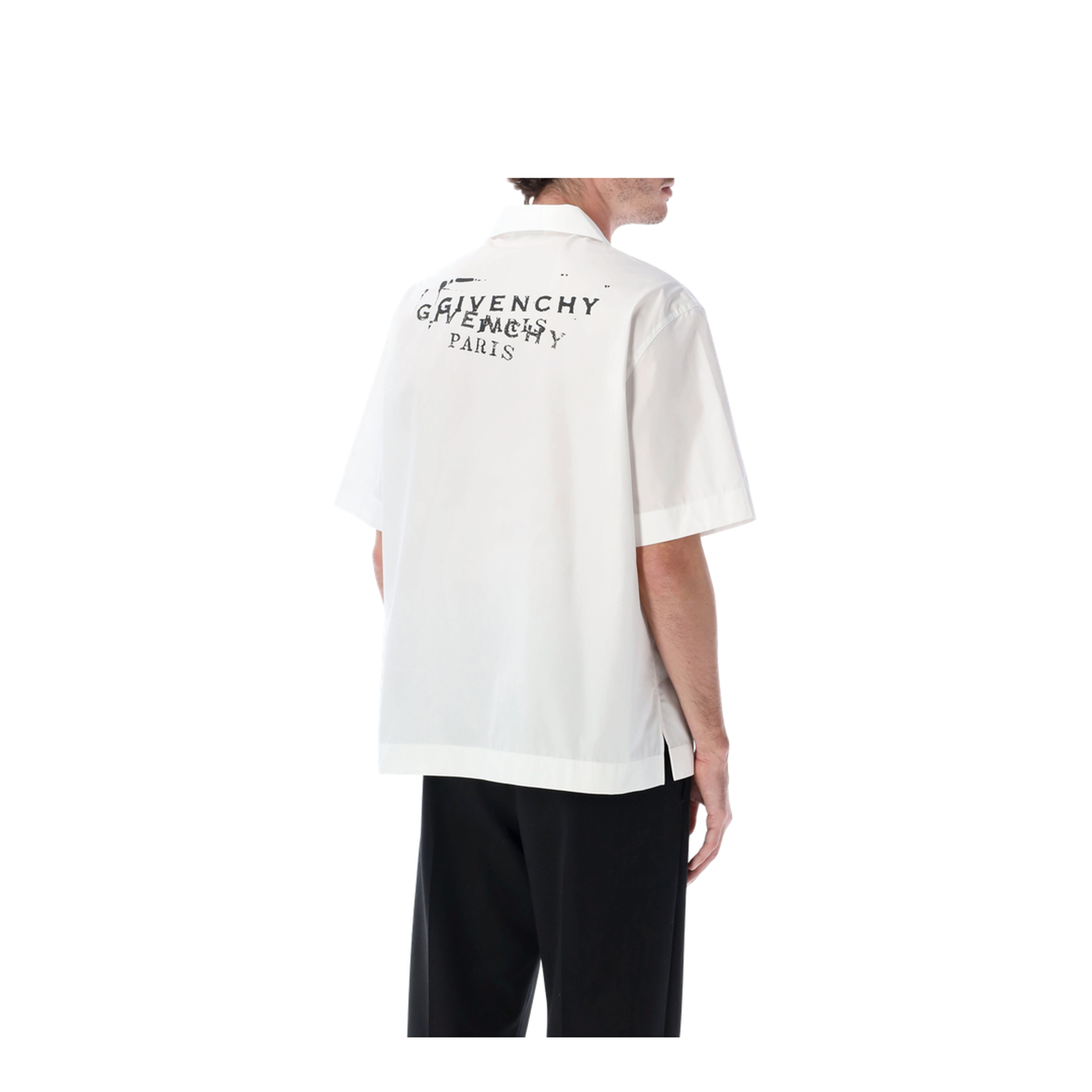 White Poplin Shirt with Logo Print