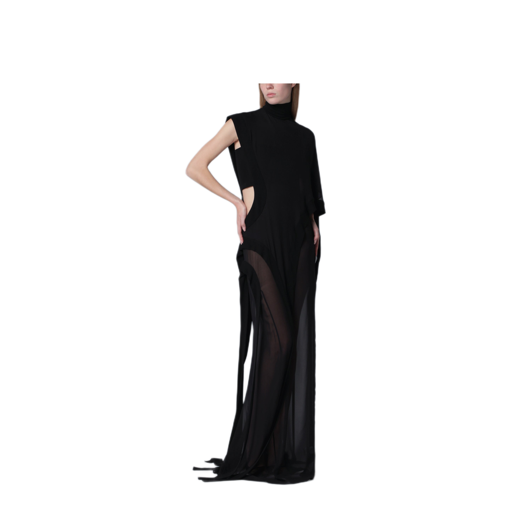 MAYFEYR - Francesco Murano - Long Black One Shoulder Silk Dress - DR567T07999