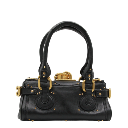 Paddington Small Buffalo Leather Shoulder Bag - Black