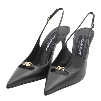 Leather Pump With Metal Dg Logo