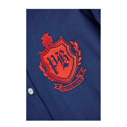 College Emblem Shirt in Oxford Cotton Blue