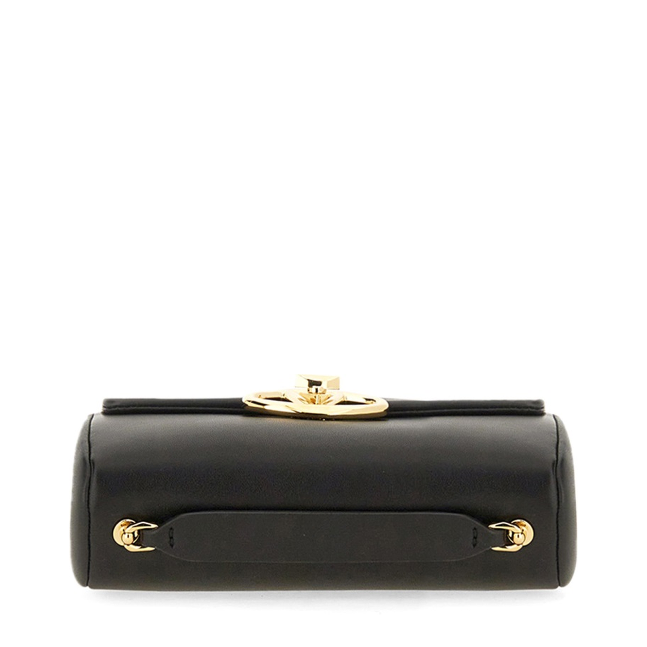 VLogo Leather Shoulder Bag Black