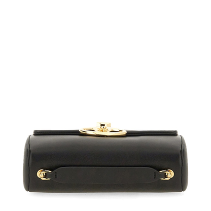 VLogo Leather Shoulder Bag Black