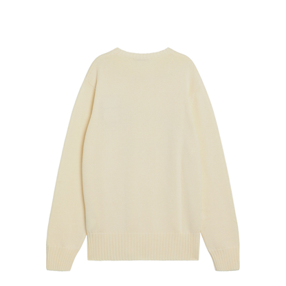 Sweater Ecru in Cotton with Logo