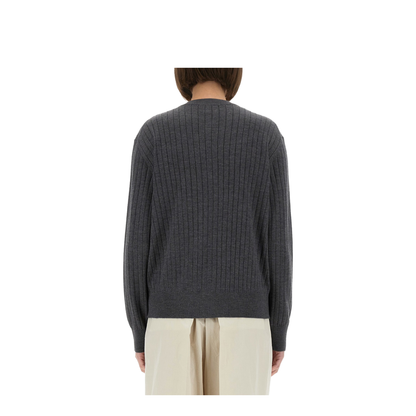 Wool Rib Cardigan in Anthracite