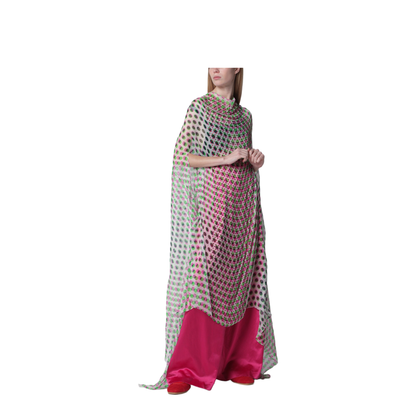 Ecru Polka-Dot Sheer Silk Cape