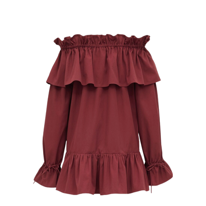 Ruffled Dress in Cotton Twill