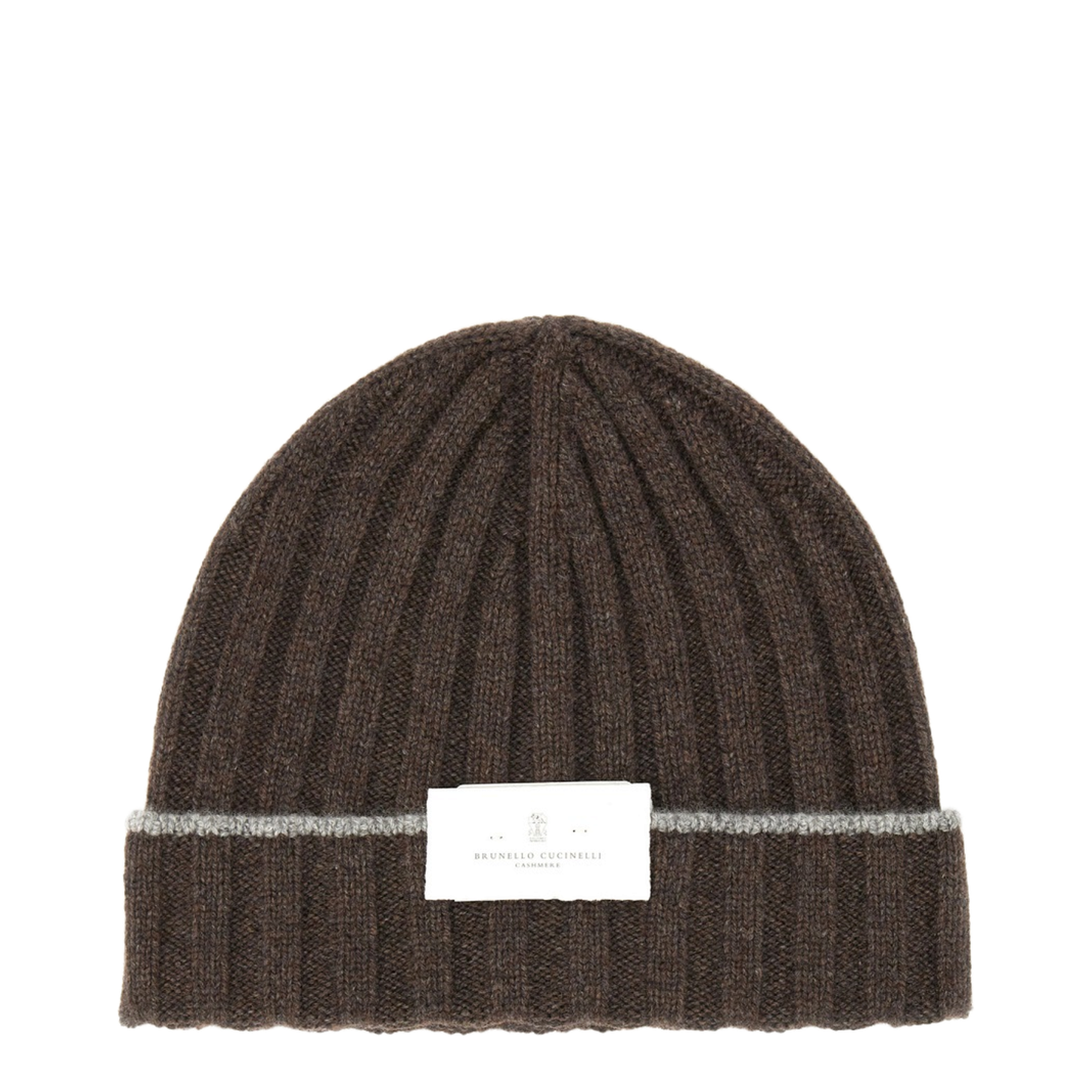 Ribbed-Knit Beanie Hat Brown