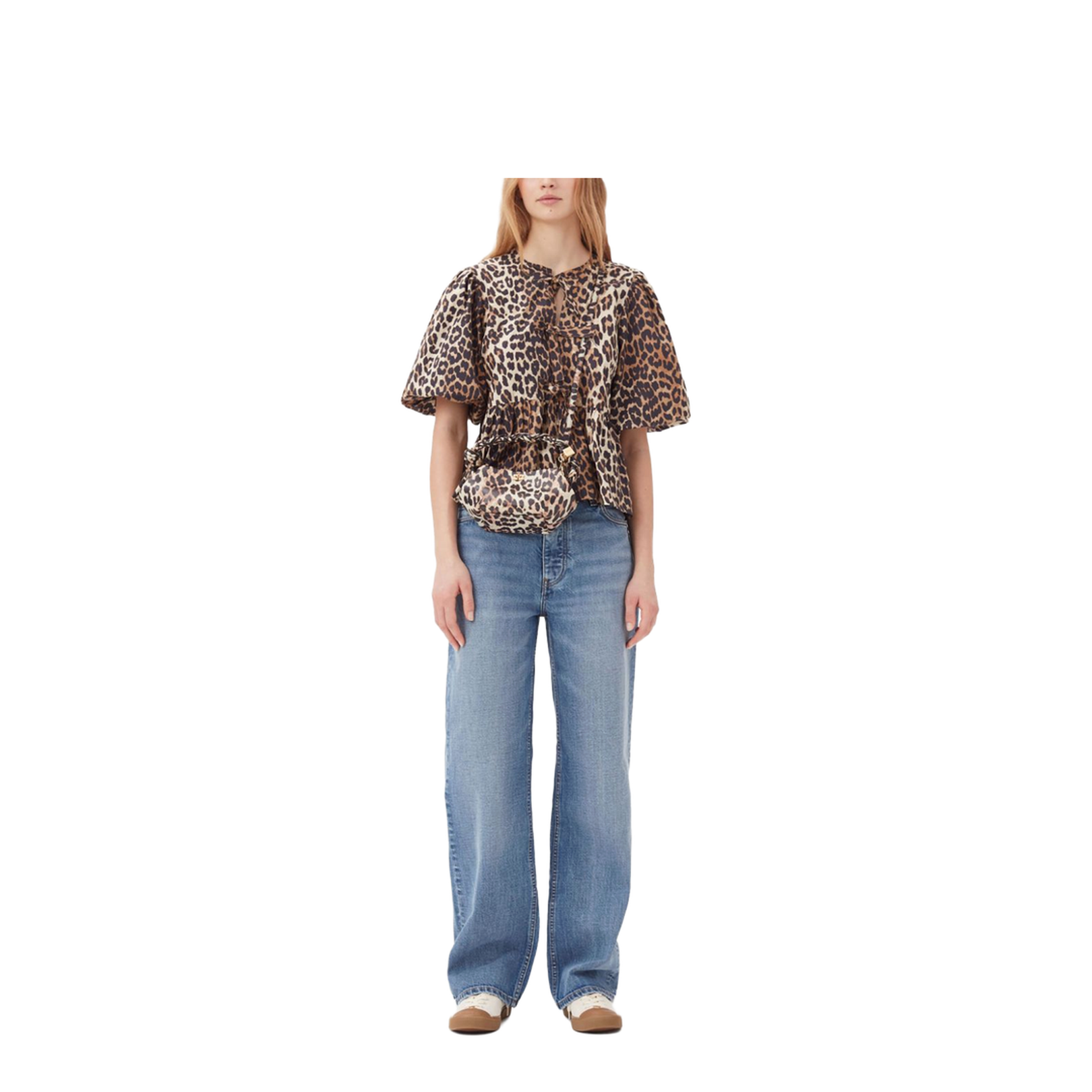 Printed Cotton Poplin Peplum Blouse Shirt