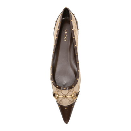 MAYFEYR - Gucci - Savoy Ballerina In Sand And Brown Gg Canvas - 875050FAF7F9649