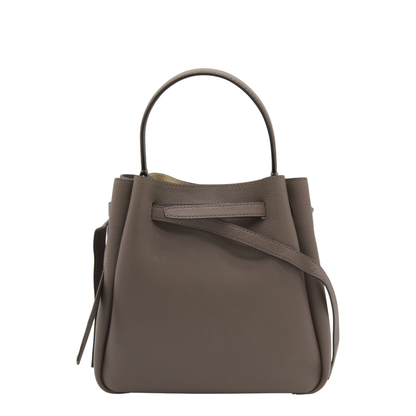 Romy Pebbled Leather Bucket Bag - Soft Cement