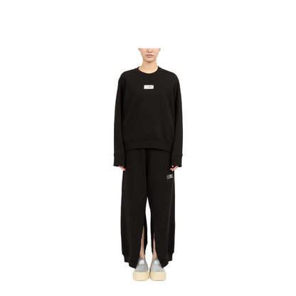 Black Numbers Appliqué Crew Neck Long Sleeve
