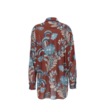 Oversized Shirt Crepe Floral Print