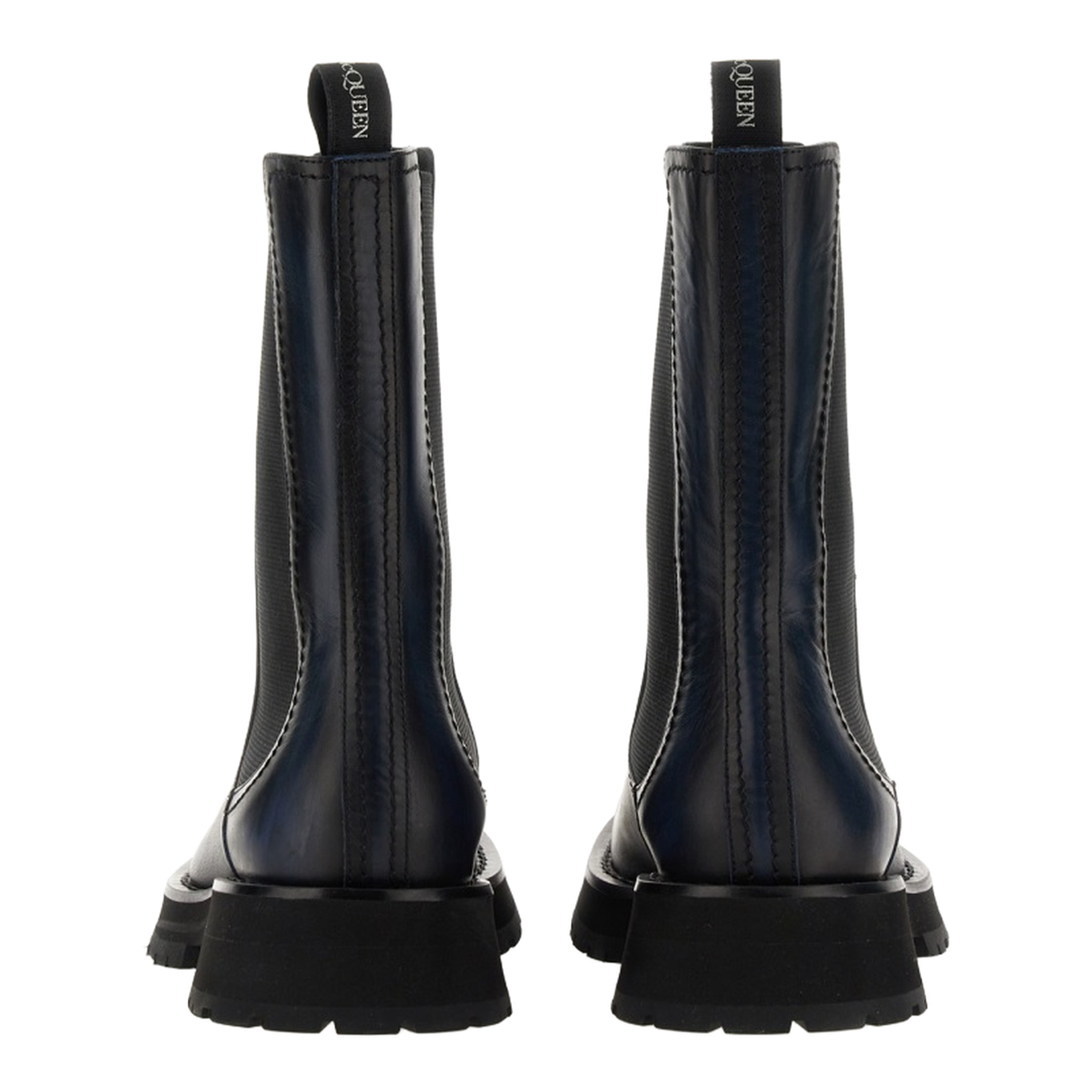 Two-tone leather ankle boots