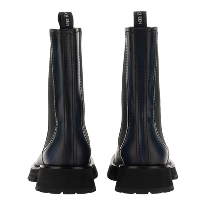 Two-tone leather ankle boots