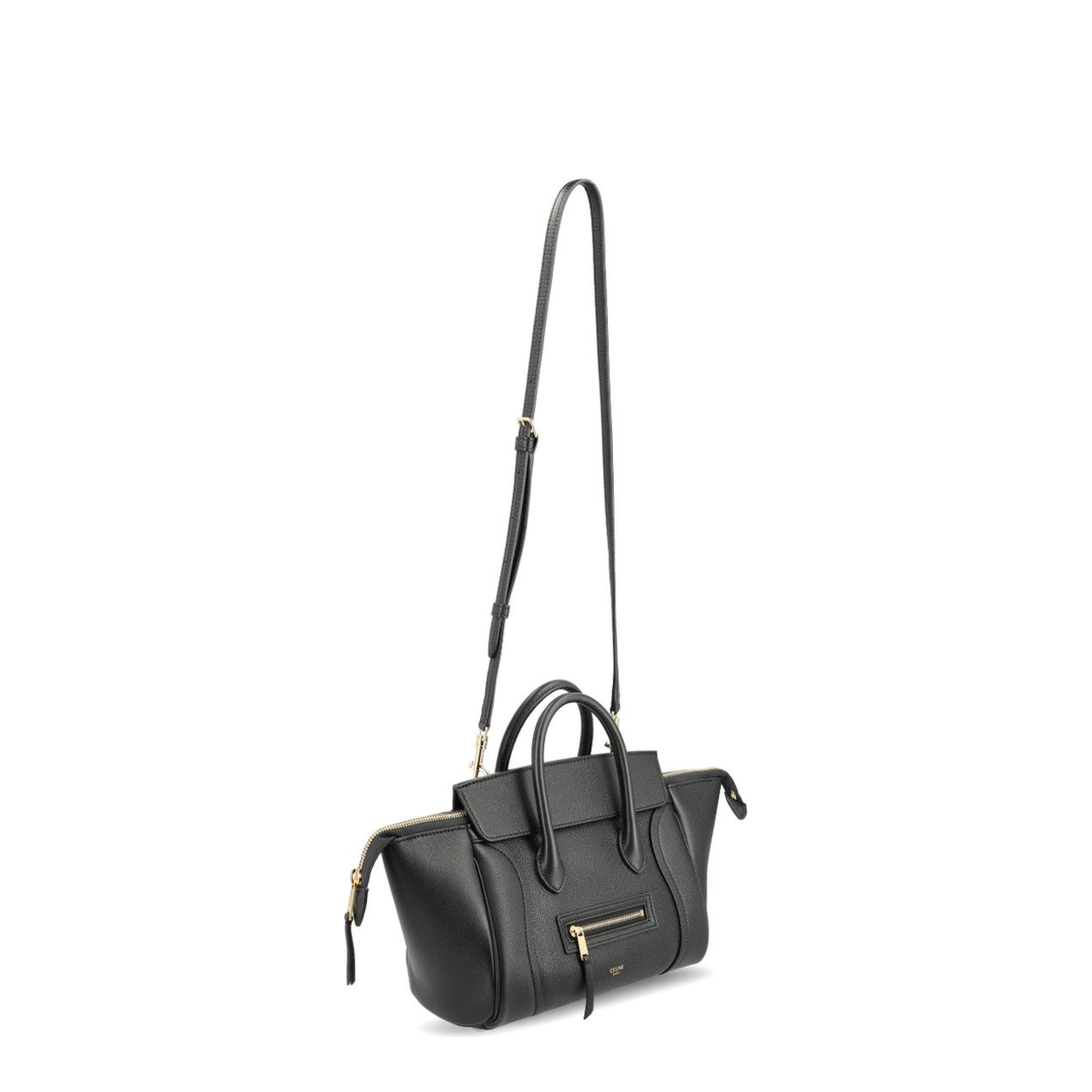 Luggage Small Calfskin Top Handle Bag - Black