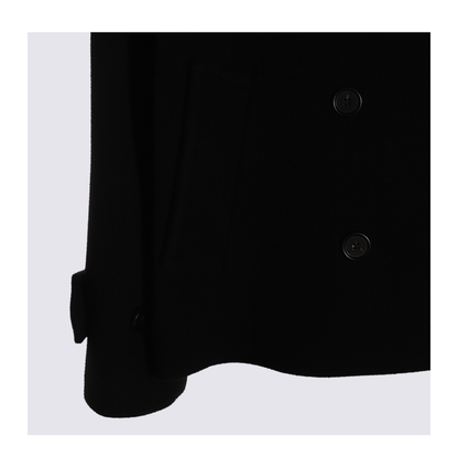 Oversized Wool Short Coat - Black