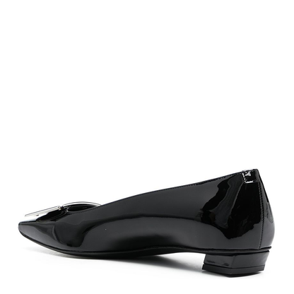 Black Patent Leather Low Block Heel
