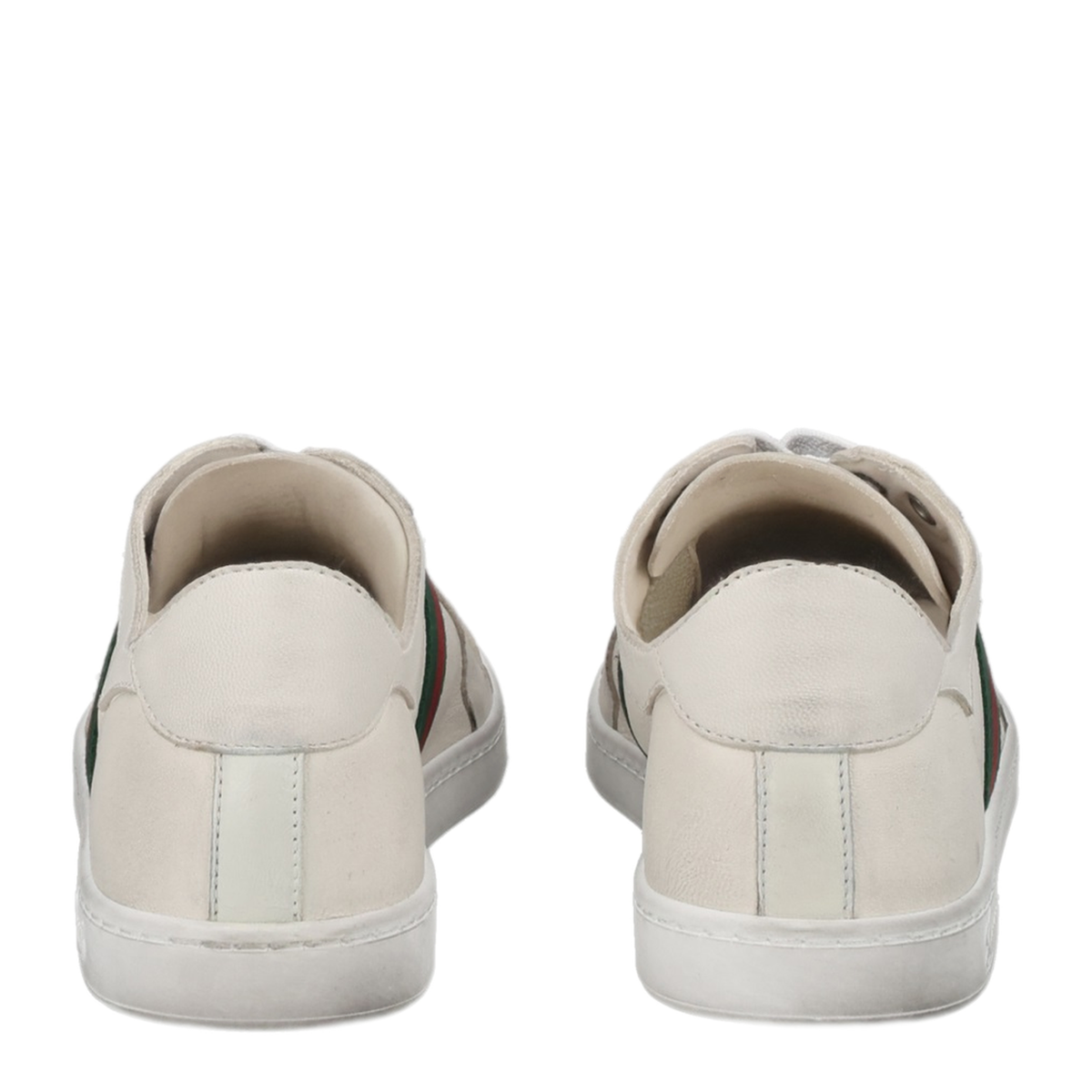 Stretch Low-Top Trainer in White Leather