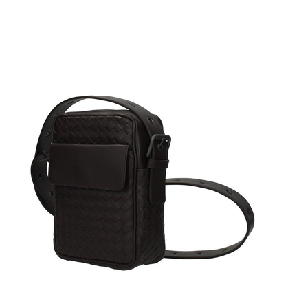 Intrecciato Leather Shoulder Bags - Black