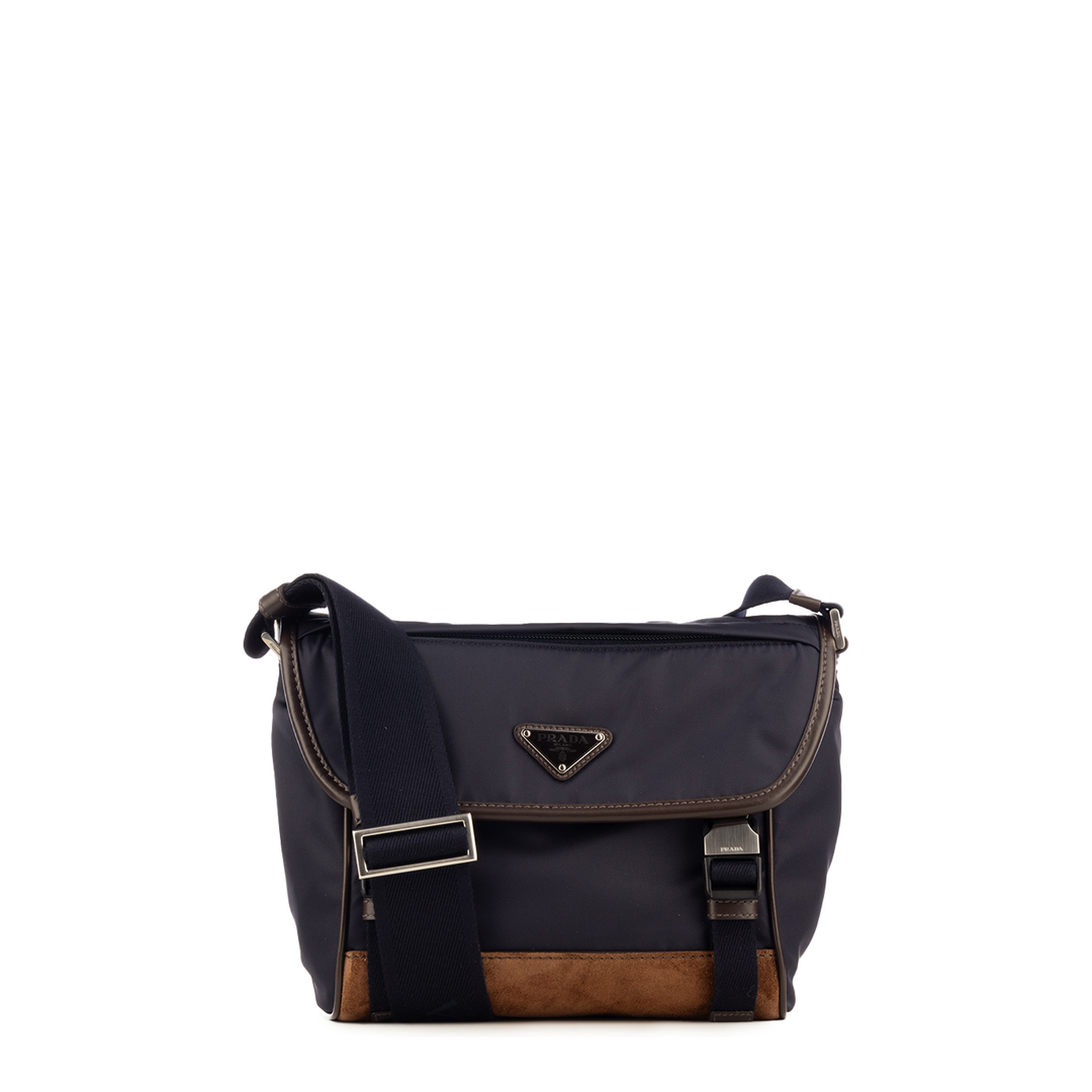 Two-tone Nylon and Leather Crossbody Bag