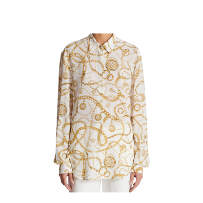 Printed Silk Shirt with Chains Pattern