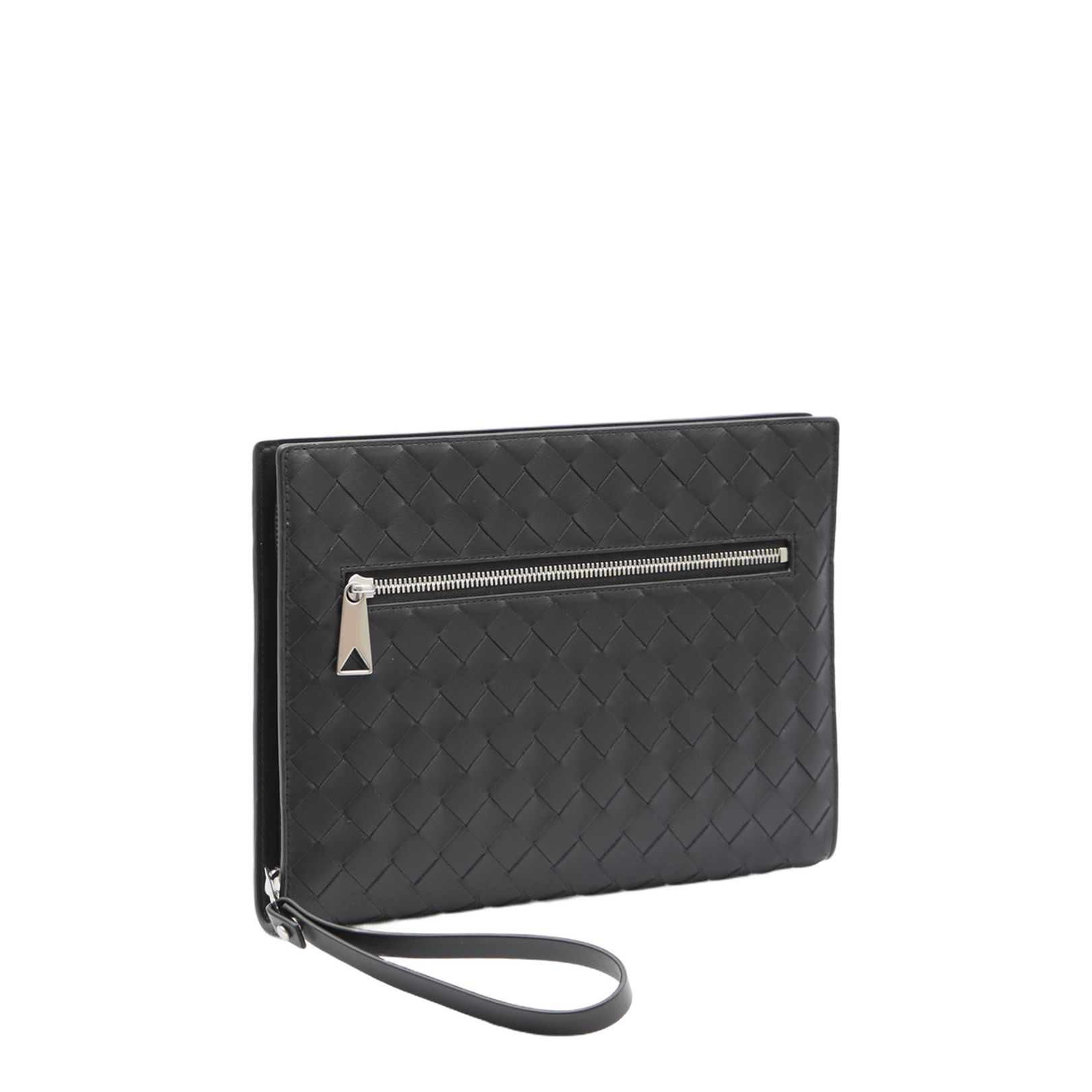 Intrecciato Leather Pouch - Black