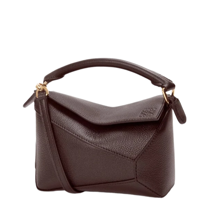 Black Puzzle Edge Mini Leather Handbag