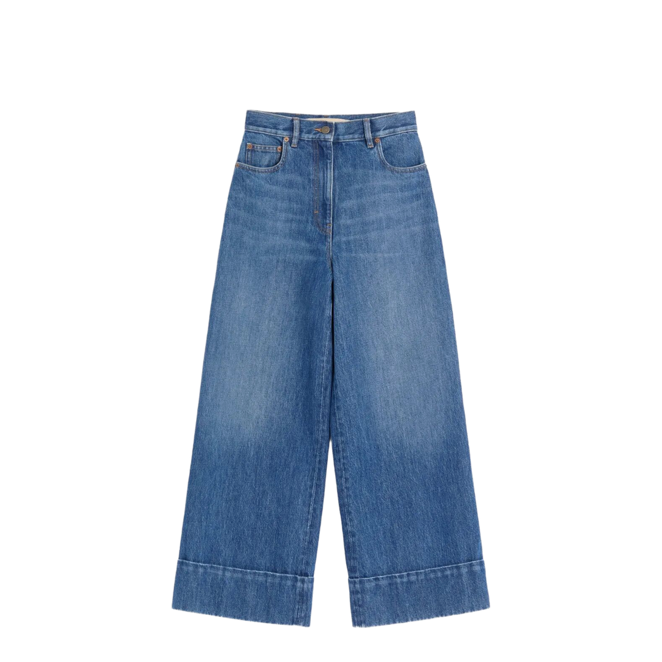 Denim Trousers with V Gold