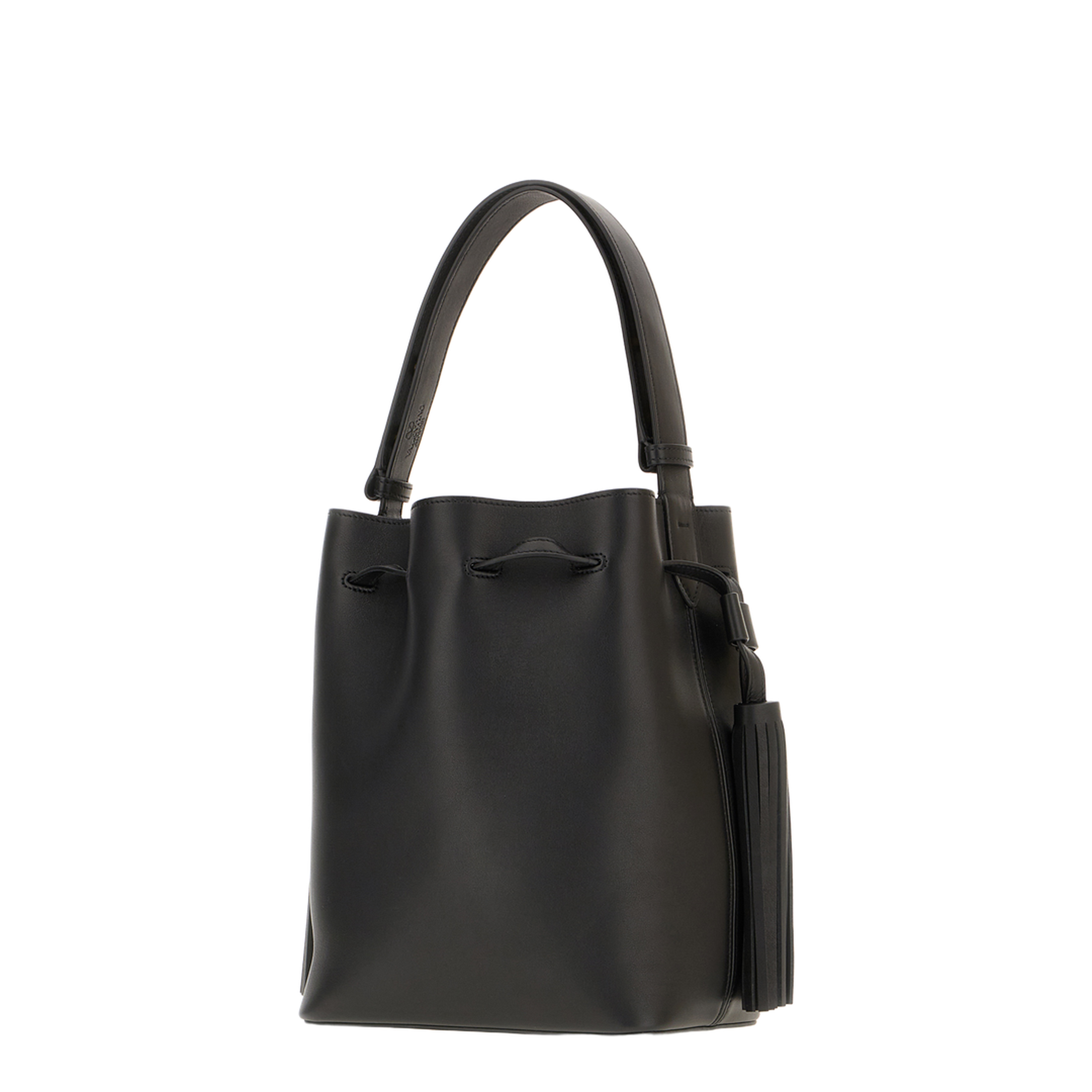 So Seau Leather Bucket Bag with Metal VLogo