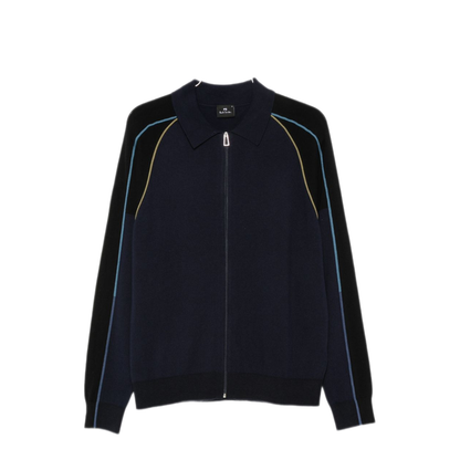 MAYFEYR - Paul Smith - Blue Fine Knit Front Zip Sweater - M2RA056W2282649
