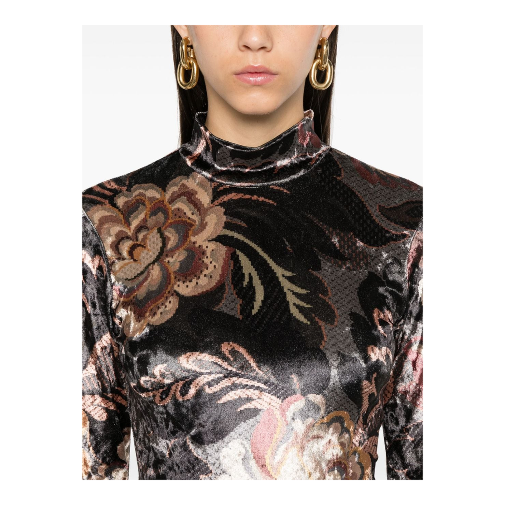 Printed High-Neck Sweater