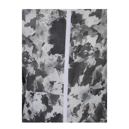 Zip Hoodie Gray White Pattern