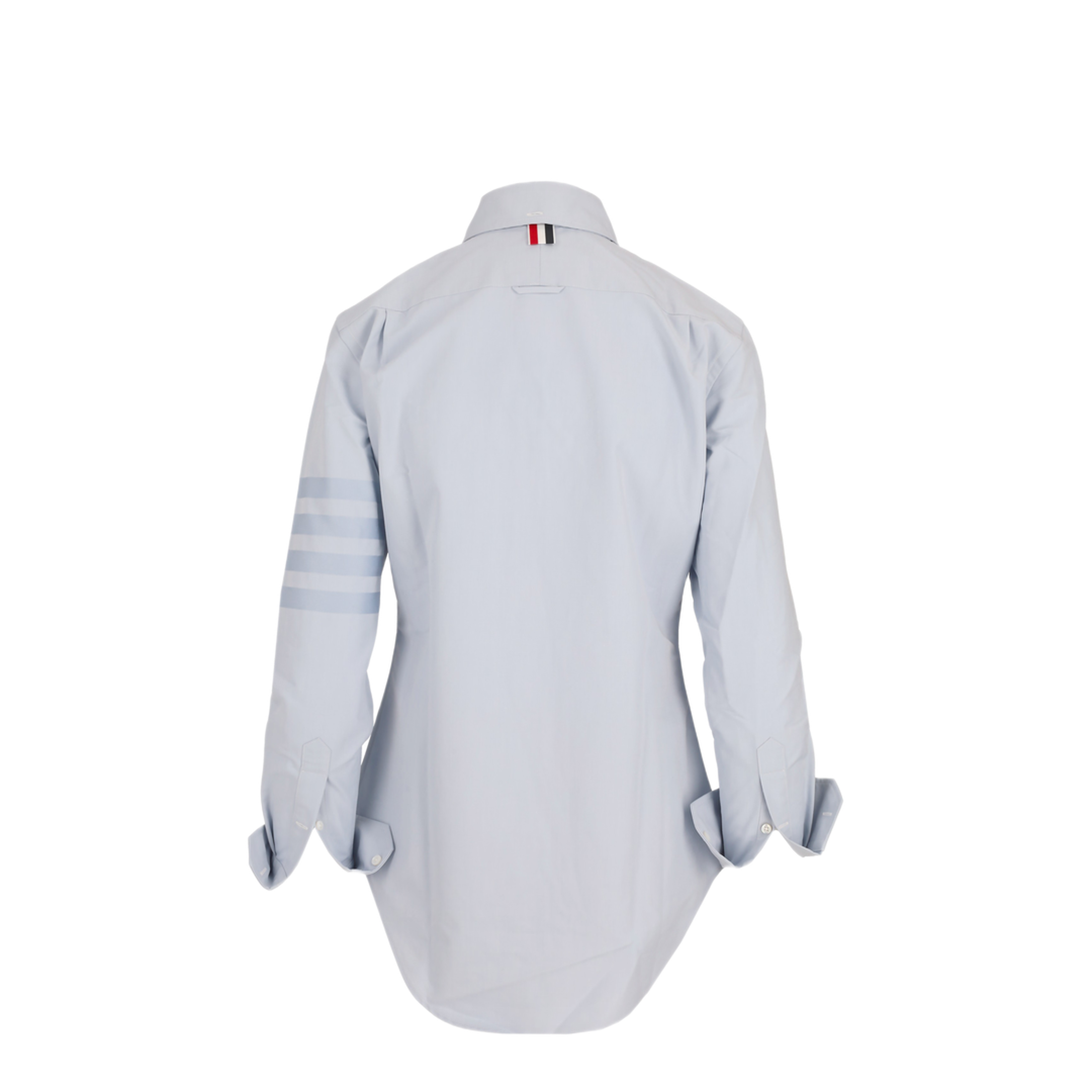 MAYFEYR - Thom Browne - Classic Point Collar Shirt With Engineered Satin Weave 4 Bar In Oxford - FLL005A06496480