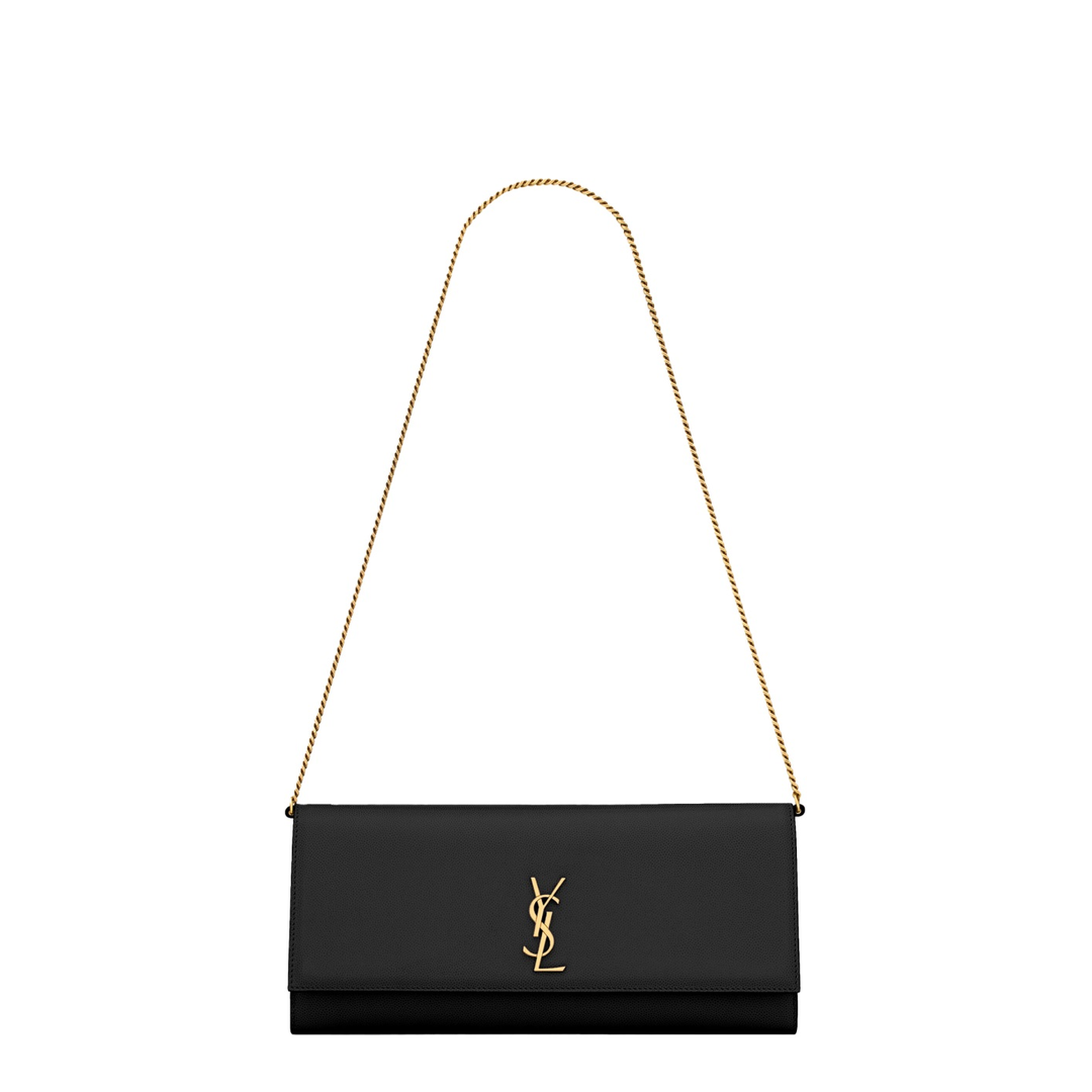 Kate Grain de Poudre Leather Clutch - Black