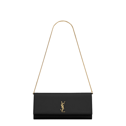 Kate Grain de Poudre Leather Clutch - Black