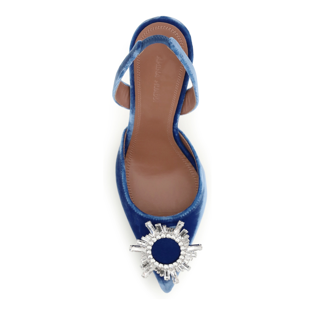 MAYFEYR - Amina Muaddi - Begum Velvet Slingback Sandals - 18S366568BEGINDIGOBLUE