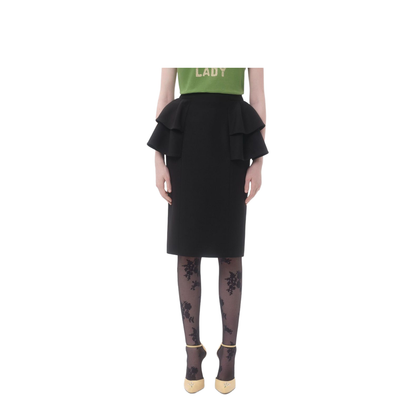 Wool And Silk Midi Skirt In Black
